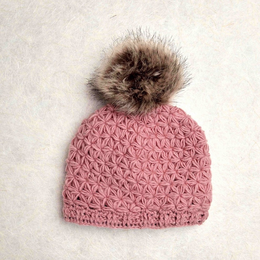Pink Handmade Pom-Pom Beanie